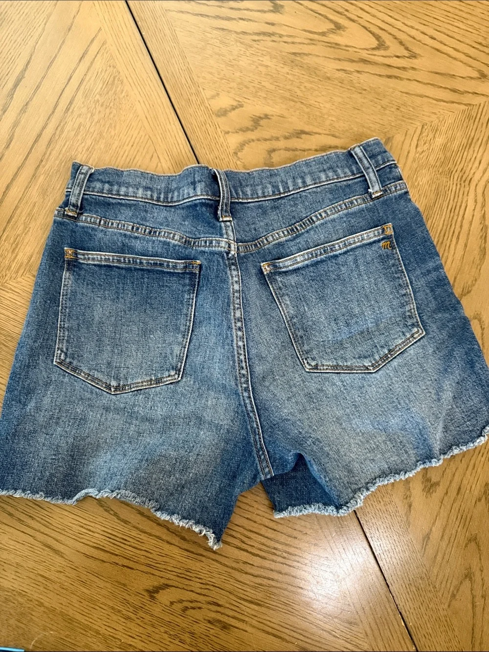 Madewell Medium Blue Frayed Hem Denim Shorts